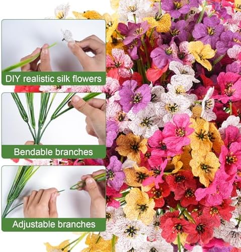24 Bundles Artificial Flowers for Outdoor Faux Plants for Spring Summer Decoration, UV Resistant Realistic Silk Plastic Fake Flowers Garden Porch Patio Balcony Yard Front Home Decor - Image 3