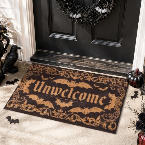 Dark Gothic Bat Mat Unwelcome Entrance Rug for Porch Halloween Gothic Decor - Image 2