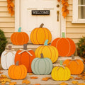 Yookeer 10 Pcs Fall Porch Decor Pumpkin Yard Signs Wooden, Classic Style by Yookeer