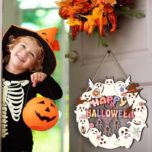 Britimes Halloween Pink Welcome Door Sign, Wooden, for Home Decor - Image 4