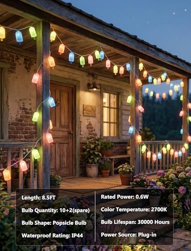 Tropical Beach Themed LED Popsicle String Lights 8.5Ft Summer Novelty Decorations Light with 10 Multicolor Ice Cream Lights, Plug in Fairy Light for Outdoor Patio Garden Bedroom Tent Birthday Party - Image 5