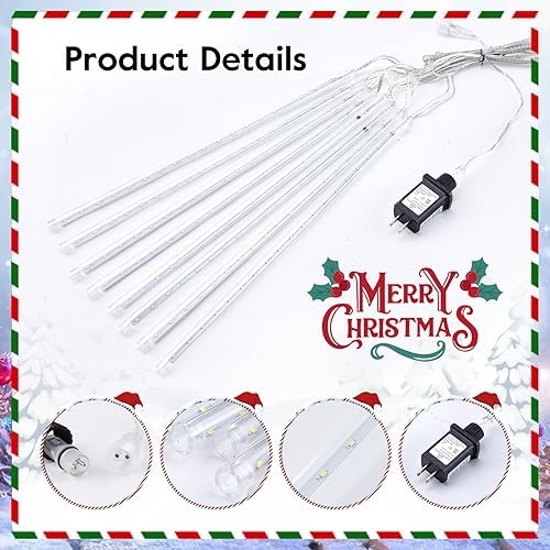 Minetom Meteor Shower Lights Outdoor, 16 Inch 24 Tube 864 LED Icicle Lights - Image 6