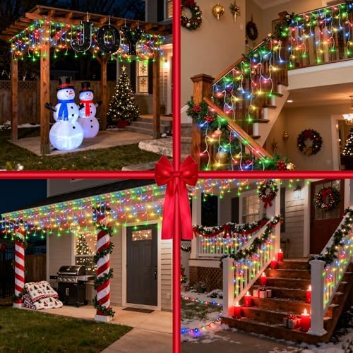 Christmas Icicle Lights Outdoor 132FT 1332 LED Drops Multicolor - Image 6