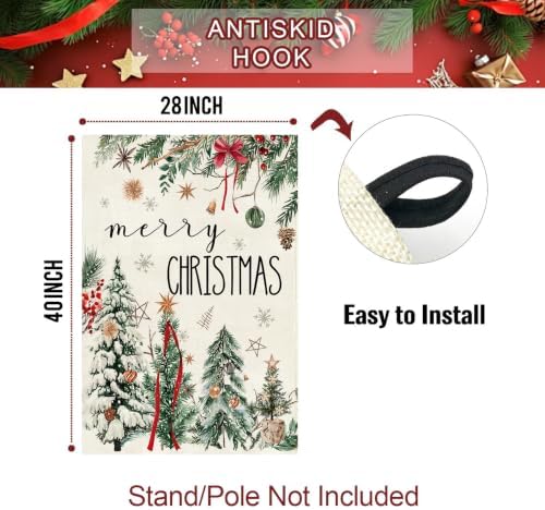 Baccessor Christmas House Flag 28x40 Inch Large Winter Pine Trees Farmhouse - Image 6