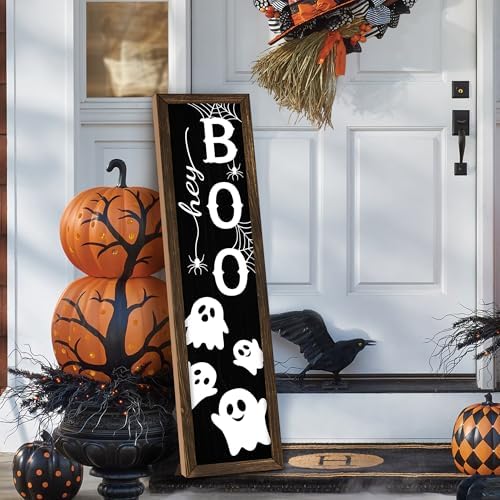 Halloween Boo Porch Sign Decor for Welcome Front Door Rustic Tall Welcome sign for Front Porch Standing Farmhouse Door Porch Decoration 31.5"H - Image 4