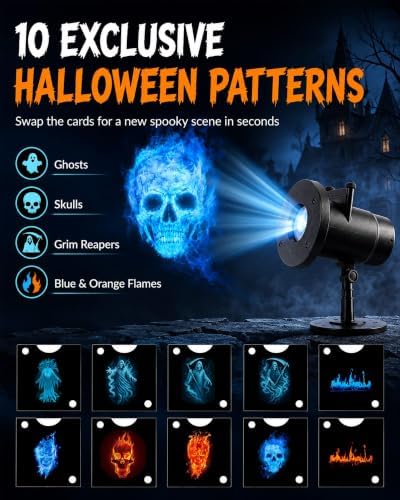 Halloween Projector Turn Your Home into a Haunted Wonderland Halloween, 10 Unique HD Projection Patterns, 32ft Uitra-Large Display Window Decorations Ghost Witch Lamp Decor Lights Garden Party，2 - Image 2