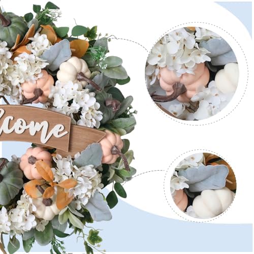 24 Inch Fall Pumpkin Hydrangea Flower Front Door Wreath - Image 2