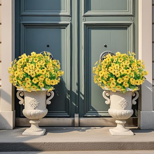 Ouddy Decor 24 Pcs Artificial Flowers for Outdoors Decorations, Yellow - Image 4