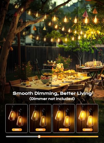 Brightown Outdoor String Lights, 50FT 25+2 LED ST38 LED Patio Lights Shatterproof, Dimmable IP65 Waterproof Connectable Hanging Outdoor Light for Backyard, Porch, Deck, Balcony - Image 4
