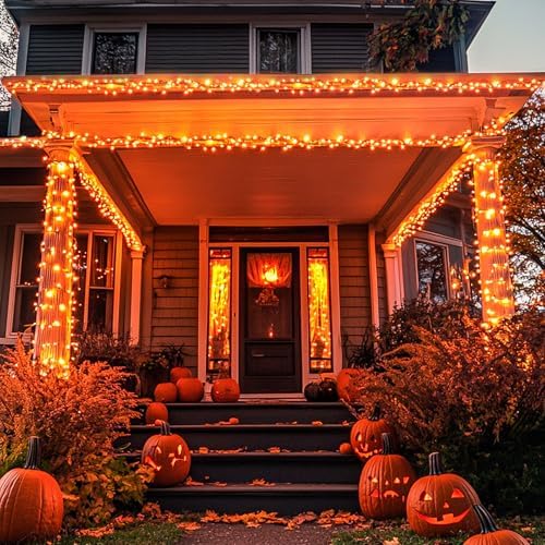 JMEXSUSS 250 LED Orange Lights for Halloween, 91.5ft Halloween Lights Indoor Outdoor Waterproof with 8 Modes, Connectable Orange String Lights for Yard Patio Party Holiday Decorations (Pack of 2) - Image 6
