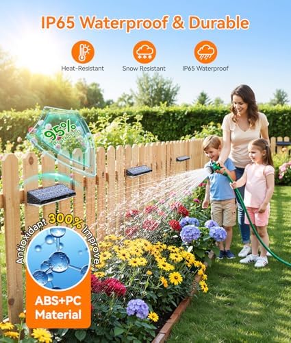 KOOPER Solar Fence Lights Outdoor Waterproof, 4 Pack Warm White & 9 Fixed Colors & Color Changing Fence Lights Solar Powered, Solar Lights Outdoor Fence for Outside Backyard Railing Patio Wall Deck - Image 4