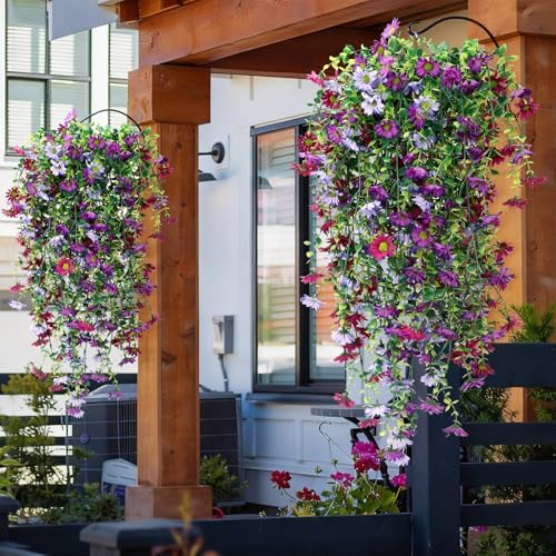 6 Pcs Fall Artificial Hanging Flowers Outdoor, Elegant Color - Image 5