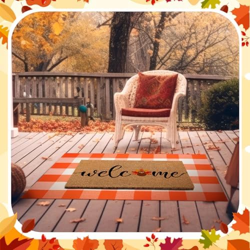 Duraaamo 2 Pcs Thanksgiving Welcome Doormat Outdoor, Turkey Coir Doormat - Image 5