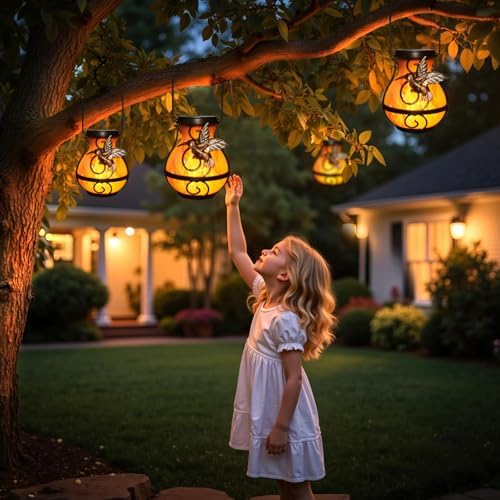 Solar Lanterns Outdoor Waterproof Hummingbird Lantern Flame Lights - Image 6