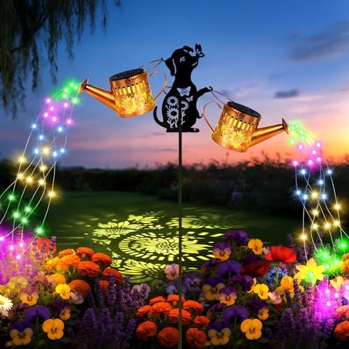 2 Pack Solar Watering Can Lights, Metal Solar Lights Outdoor Decorative by Forlivese