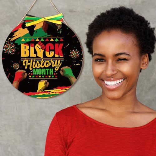 Boao 12 Inch Welcome Black Juneteenth Wooden Hanging Sign - Image 4