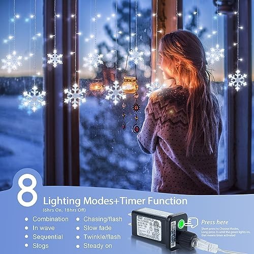 Christmas Snowflake Lights Outdoor,6.5FT 144LED Icicle Lights - Image 4