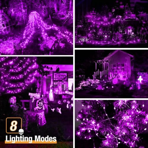btfarm 4 Pack Solar Halloween String Lights Outdoor Purple - Image 4