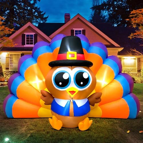 6FT Thanksgiving Inflatables Outdoor Decoration Inflatable Turkey, Built in LED Lights Blow Up Yard Decorations for Fall Holiday Party Garden Lawn Décor - Image 6