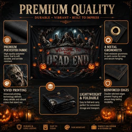 Halloween Garage Door Cover 8x7FT Zombie Dead End Pumpkin Outdoor Decor - Image 3