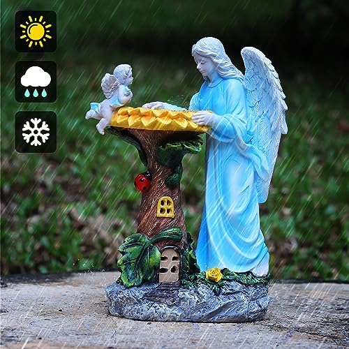 Solar Angel Garden Statue with Color Changing Light for Outdoor Decor - Image 3