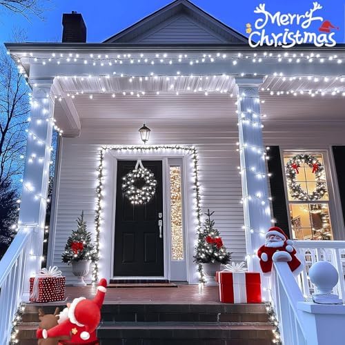 JMEXSUSS 200 LED White Christmas Lights Outdoor, 66ft String Lights Plug in - Image 3