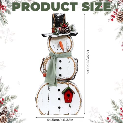 Christmas Snowman Wooden Porch Sign, 35" H Standing Porch Outdoor Decor - Image 3
