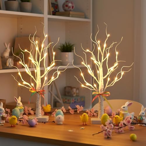 EAMBRITE Lighted Birch Tree with Led Lights, White Christmas Tree 2Pack - Image 5