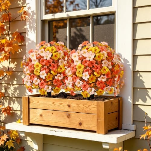 SHareconn 2Pcs Artificial Fall Flowers for Outdoors UV Resistant Decoration - Image 5