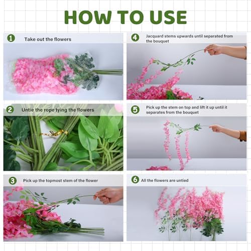 Alotiki Wisteria Hanging Flowers,36 Pack Fake Hanging Flowers,Wisteria Artificiales Garland for Home Wedding Arch Floral Party Garden Ceremony Outdoor Decor,3.6 Feet Long(36,Purple) - Image 6