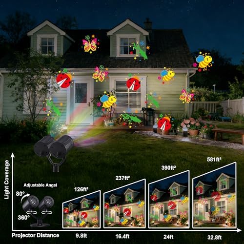 Toodour LED Projector Lights Indoor Outdoor, Double Head Dynamic Wall Lights Projector with Timer, Waterproof Indoor Outdoor Decorations Light for Garden Yard Home Window Wall Decor - Image 4