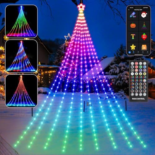 HOLILLUMA 23FT Smart Waterfall String Lights Outdoor Christmas Decorations by HOLILLUMA