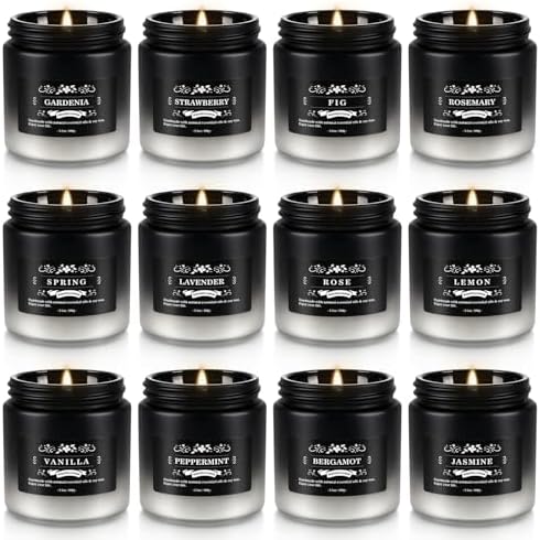 12 Pack Scented Candles Gift Set for Men Women - 3.5oz Soy Blend Jar Candles, 150+ Hours Long Lasting Aromatherapy Candle, Gifts for Mom Dad Husband Boyfriend, Mother's Day Birthday Valentine Christma by Aamdkcyu