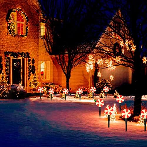 Outdoor Lollipop Christmas Pathway String Lights, 7 Feet C9 Christmas Yard Candy Shape Decorations Driveway Markers Stake Lights, Connectable Garden Markers Light for Outdoor Walkway Decor - Image 4