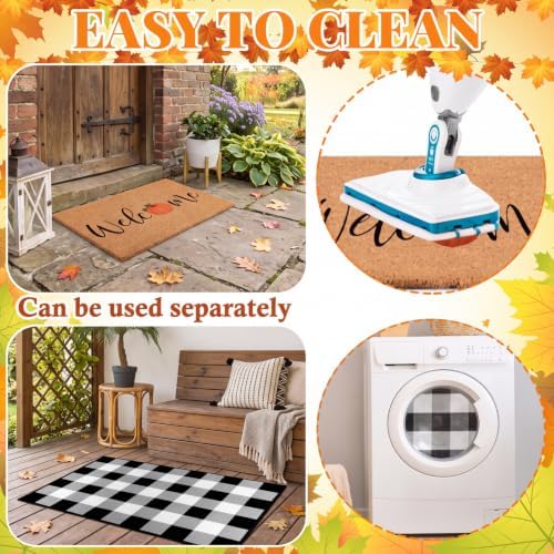 Duraaamo 2 Pcs Fall Front Door Mats, Coir Outdoor Doormat, Non Slip - Image 4