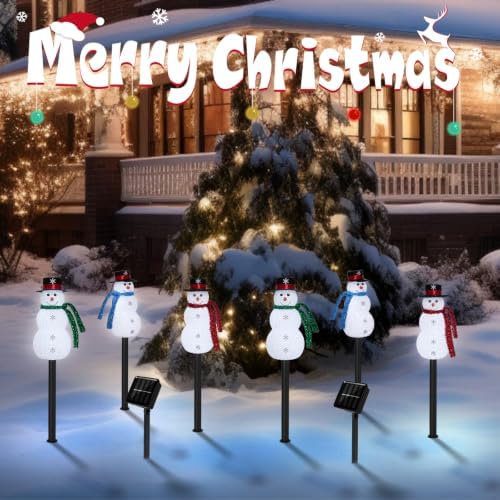Christmas Snowman Solar Pathway Lights Outdoor Decorations, 6 Pack - Image 7