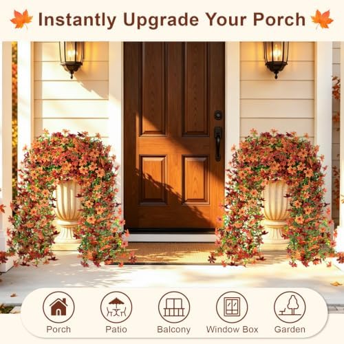Artificial Hanging Flowers for Outdoors, 4 PCS 688-Bloom UV Resistant Mums - Image 5