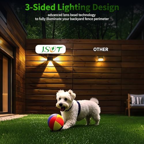 JSOT Deck Step Lights 4 Pack for Outside Fence, Wall, Stair, Patio, Garden, Backyard Decor with 5 Lighting Modes, Solar Light Outdoor Waterproof Bright LED with Lens (Warm Light) - Image 4