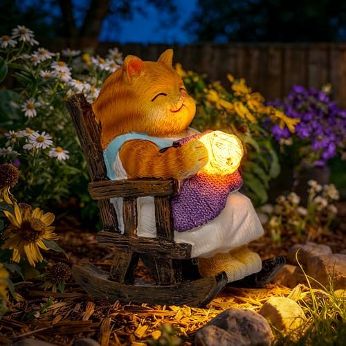 SOWSUN Solar Garden Decor Outdoor Miniature Cat Statue for Patio Yard - Image 7