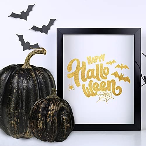 Winlyn 7 Pcs Assorted Artificial Gold Brush Black Pumpkins Rustic Decorative Halloween Faux Foam Pumpkins for Fall Halloween Thanksgiving Tabletop Centerpiece Mantel Kitchen Decor - Image 4