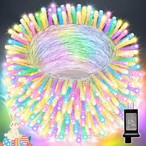LAMPHOME 33ft 100 LED Christmas String Lights Plug in, Pastel Twinkle Fairy Lights with 16 Modes, Warm & Multicolor Colored Easter Outdoor Indoor Decorations for Spring Xmas Wedding Party by ULL