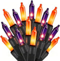 LJLNION Halloween Lights, 29ft 150 Count Black Wire Fairy Mini Lights, 120V UL Certified Incandescent Light String, Connectable for Garden Patio Holiday Party Outdoor Decor, Orange & Purple by LJLNION