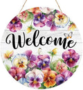 Welcome Spring Sign for Front Door, Spring Viola Tricolor Wooden Sign front Porch Decor, Seasonal Floral Wooden Hanging Decor for Home Outdoor Indoor by Unknown