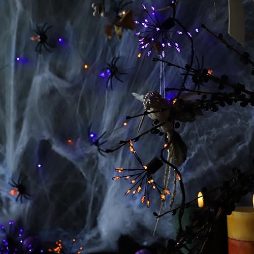 MIYA LIFE Halloween Lights Indoor Purple and Orange Fairy Lights 10 FT - 200 LEDs - 8 Clusters Fireworks with Remote Ideal Indoor and Outdoor Spooktacular Halloween Decorations - Image 7