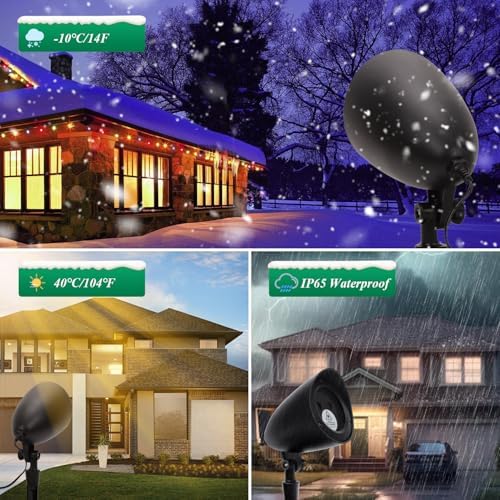 Holiday Laser Projector Lights Outdoor, Dynamic Snowflake Lighting Effects Holiday Projector Outdoor with Remote, Christmas Spotlights for House Yard Garden Xmas Decoration - Image 5