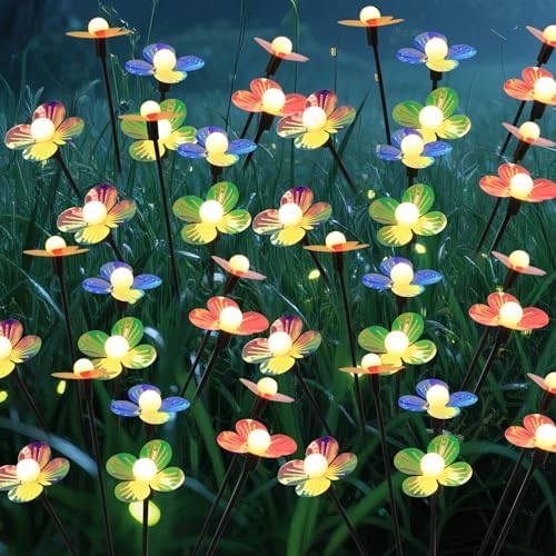 Solar Flower Lights Outdoor Waterproof 8 Pack of 6 LEDs Garden Solar Firefly Lights Decorative for Garden, Yard, Backyard by AureateHorizon
