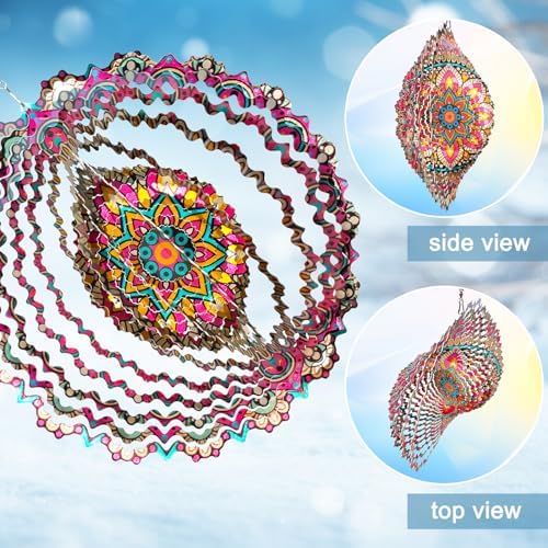 Mandala Blossom Wind Spinner - Metal Wind Spinners 12inch Large - Image 4