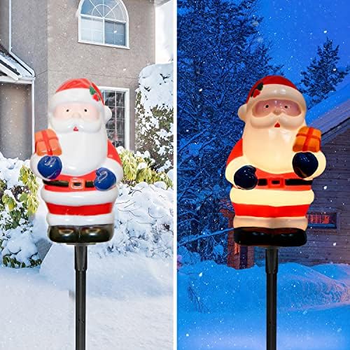 C7 Christmas Santa Pathway String Lights 7 Ft with 4 Santa Driveway Markers (E12 Socket Base, 5w) for Porch Landscape Decor Outdoor Lights for Patio Yard Garden Lawn Decoration, White - Image 4