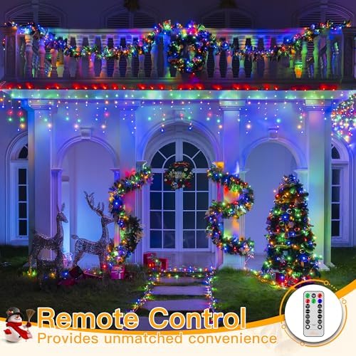 Ollny Icicle Lights for Outside 1000LED 82FT, Multicolor Christmas Light with Remote 8Modes Timers Waterproof Dimmable, Plug in Hanging Lights for Outdoor Indoor House Roof Holiday - Image 3