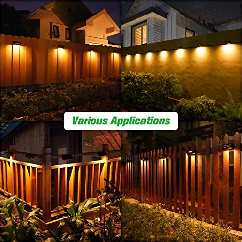 Bridika Solar Fence Lights, Fence Lights Fence Solar Lights Outdoor Waterproof Warm White & Color Glow LED Solar Lights for Backyard, Patio, Deck Railing, Stair Handrail and Wall (4 Packs, Plus Size) - Image 3